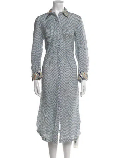 Pre-owned Thierry Colson Striped Midi Length Dress In Blue