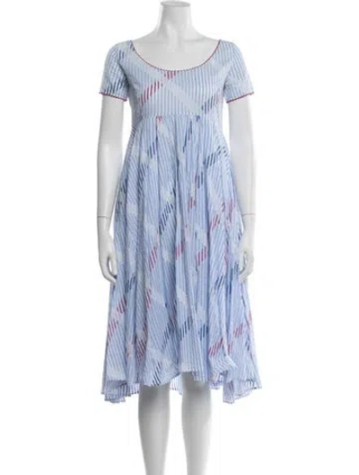 Pre-owned Thierry Colson Striped Midi Length Dress In Blue