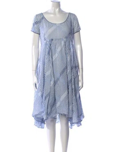 Pre-owned Thierry Colson Striped Midi Length Dress In Blue/white