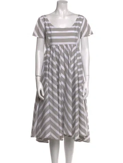 Pre-owned Thierry Colson Striped Midi Length Dress In Gray