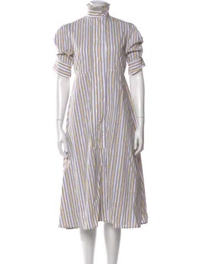 Pre-owned Thierry Colson Striped Midi Length Dress In Gray