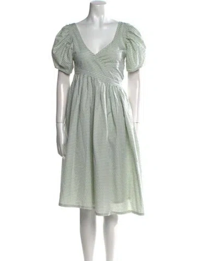 Pre-owned Thierry Colson Striped Midi Length Dress In Green