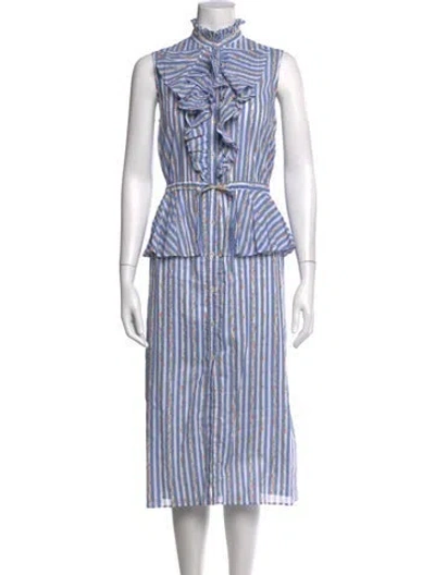 Pre-owned Thierry Colson Striped Midi Length Dress In Multicolor