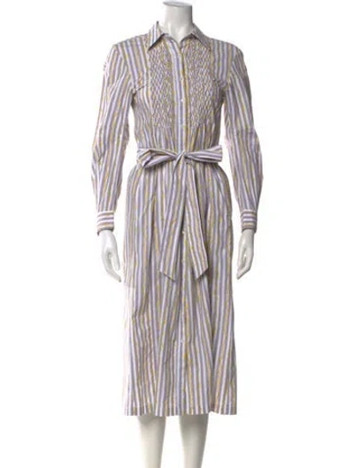 Pre-owned Thierry Colson Striped Midi Length Dress W/ Tags In Purple