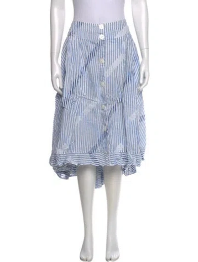 Pre-owned Thierry Colson Striped Midi Length Skirt In Blue