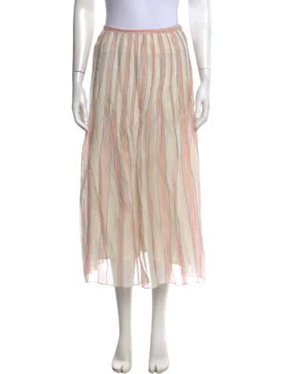 Pre-owned Thierry Colson Striped Midi Length Skirt In Yellow