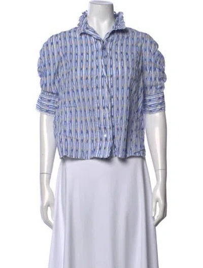 Pre-owned Thierry Colson Striped Short Sleeve Blouse In Multi