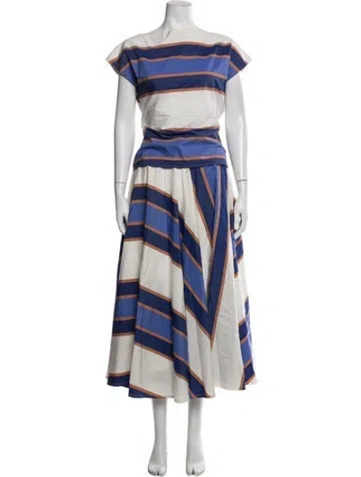 Pre-owned Thierry Colson Striped Skirt Set In Blue