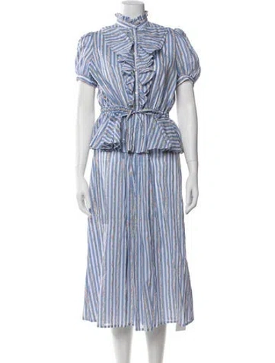 Pre-owned Thierry Colson Striped Skirt Set In Blue