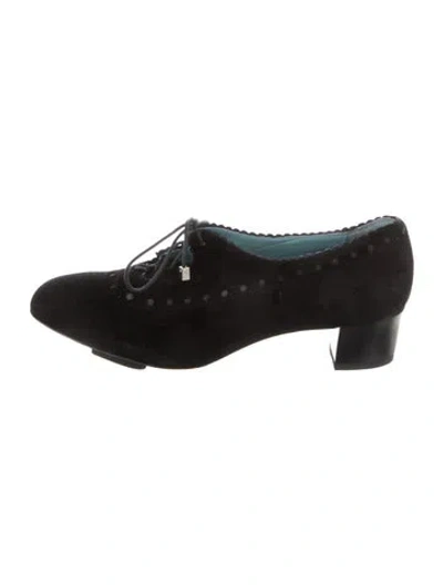 Pre-owned Thierry Colson Suede Oxfords In Black