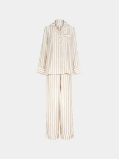 Thierry Colson The Albertine Silk Pyjama Set Size: L  Abask Gift Set In Neutral