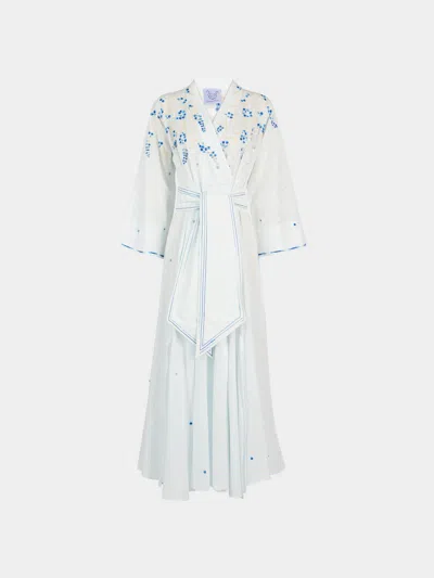 Thierry Colson The Almudena Cotton Long Dress Size: L  Abask Luxury Gift In White