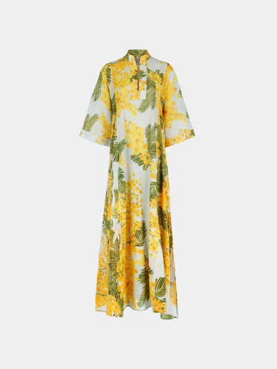 Thierry Colson The Rachel Cotton Kaftan Size: M  Abask Luxury Gift In Yellow