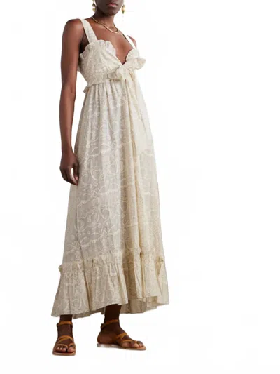 Thierry Colson Valentina Chanderi Maxi Dress In Cream In Neutral