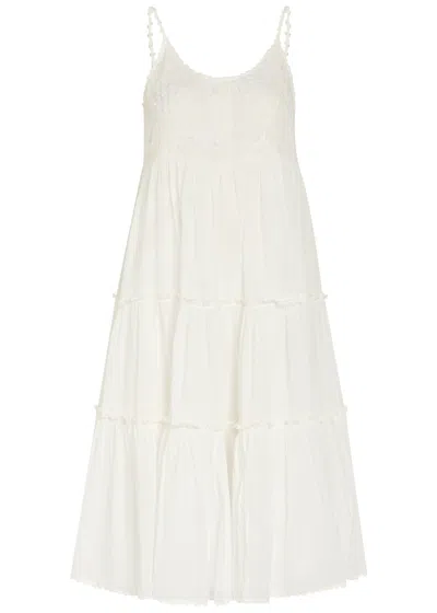 Thierry Colson Veruschka Embroidered Cotton Midi Dress In White
