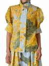 Thierry Colson Vita Garden Of Eden Short Sleeve Top In Yel/blue In Yellow