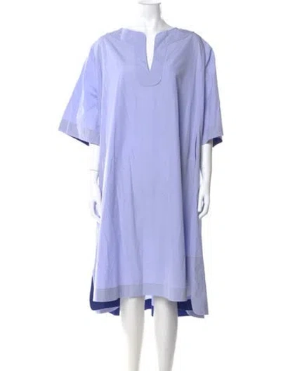Pre-owned Thierry Colson V-neck Midi Length Dress In Blue