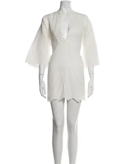 Pre-owned Thierry Colson V-neck Mini Dress In Neutral