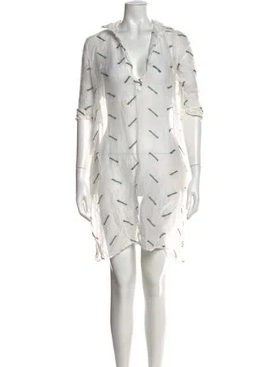 Pre-owned Thierry Colson V-neck Mini Dress In White