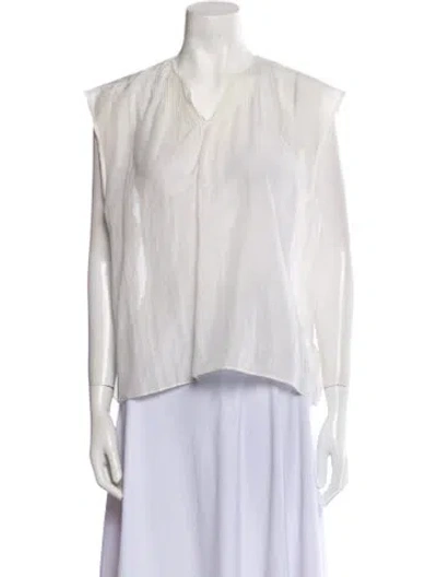Pre-owned Thierry Colson V-neck Sleeveless Top In White