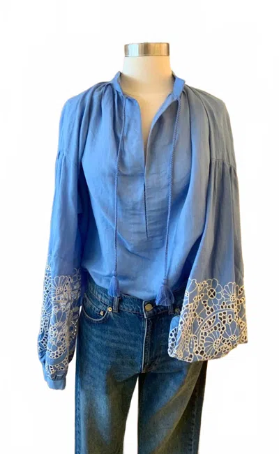 Thierry Colson Women's Guise Long Sleeve Blouse In Cerulean Blue