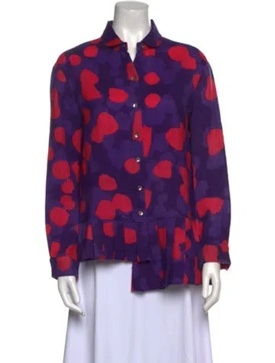 Pre-owned Thierry Colson Wool Printed Blouse In Purple