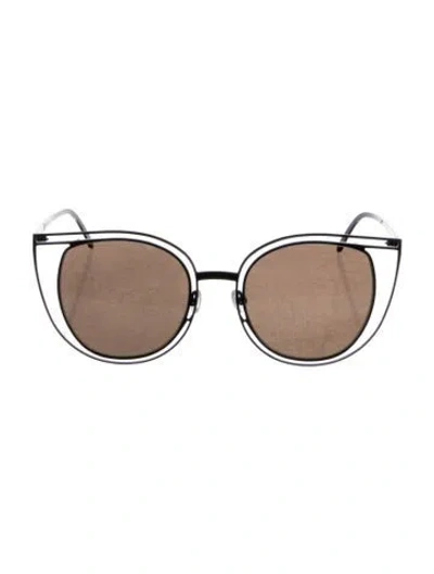 Pre-owned Thierry Lasry Cat-eye Mirrored Sunglasses In Black