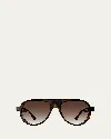 Thierry Lasry Dynasty Acetate Aviator Sunglasses In Brn/brn