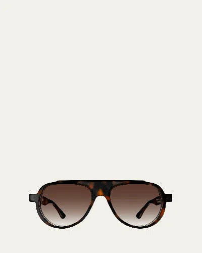 Thierry Lasry Dynasty Acetate Aviator Sunglasses In Brn/brn
