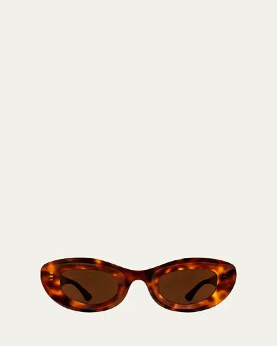 Thierry Lasry Jazz Acetate Oval Sunglasses In Tortbrn