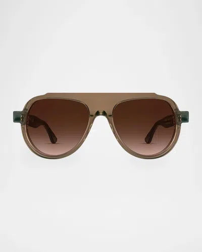 Thierry Lasry Men & Apos;s Clandesty 1958 Acetate Aviator Sunglasses In Brown