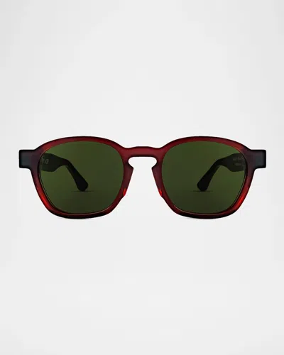 Thierry Lasry Men & Apos;s Paradisy 509 Acetate Rectangle Sunglasses In Burgundy