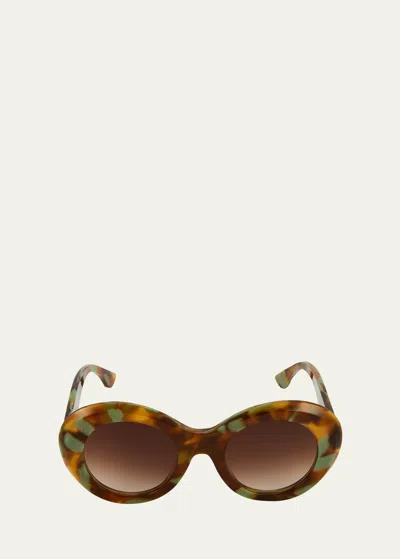 Thierry Lasry Pulpy Acetate Round Sunglasses In Tortbrn