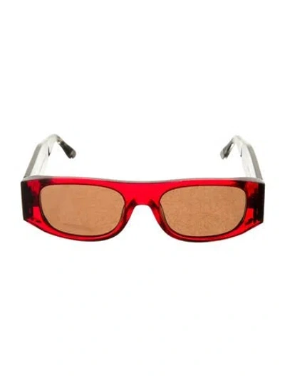 Pre-owned Thierry Lasry Square Mirrored Sunglasses In Red