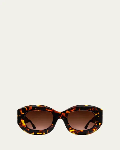 Thierry Lasry Trophy Oval Acetate Sunglasses In Dark Brown