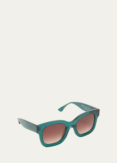 Thierry Lasry Unicorny 3473 Acetate Square Sunglasses In Grn/brn