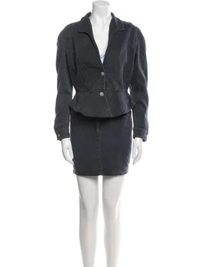 Pre-owned Thierry Mugler Activ Vintage 1980's Skirt Set In Blue