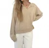 Things Between Aiden V-neck Collared Pullover Sweater In Beige In Neutral