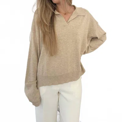 Things Between Aiden V-neck Collared Pullover Sweater In Beige In Neutral