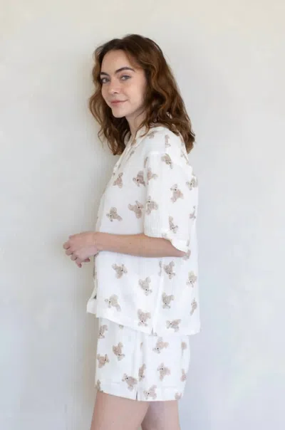 Things Between Button-down Top And Shorts Set In Cream In White
