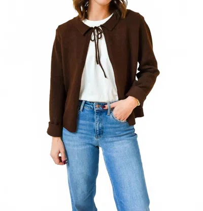 Things Between Charm Open Tie Cardigan In Chocolate Brown