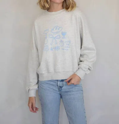 Things Between Enjoy The Little Things Crewneck Pullover In Heather Oat In Gray