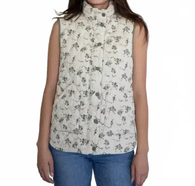 Things Between Floral Quilted Vest In Olive In Green