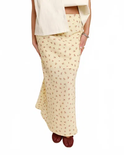 Things Between Flower Fields Maxi Skirt In Beige In Yellow