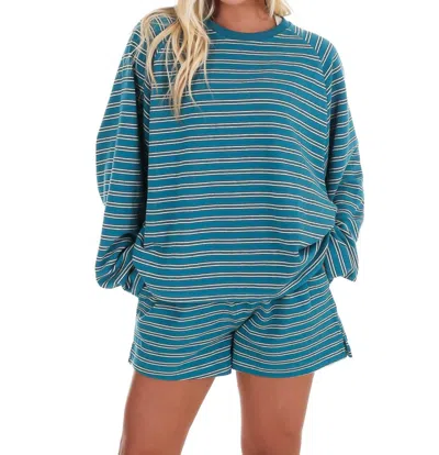 Things Between From Here On Stripe Two Piece Set In Teal In Blue