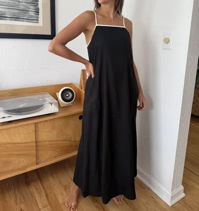 Things Between Giana Linen Sleeveless Maxi Dress In Black