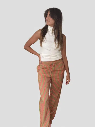 Things Between Goldie Striped Cotton Pants In Pink