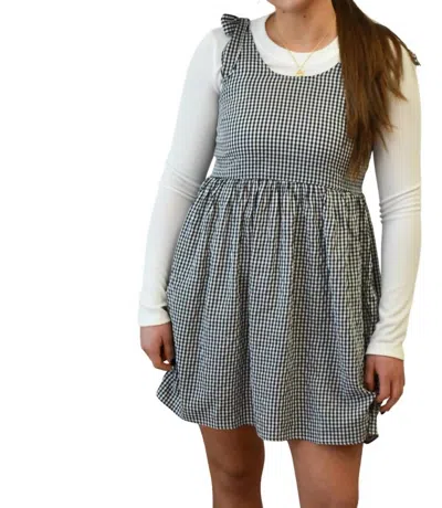 Things Between Good Choices Tie Detail Mini Dress In Gingham In Black And White