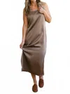 Things Between Good Graces Midi Slip Dress In Mocha In Brown