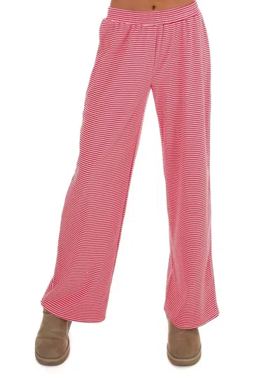 Things Between Homebody Stripe Fleece Pants In Pink